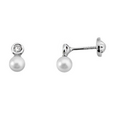 Pendientes Oro Blanco Perlas Brillantes